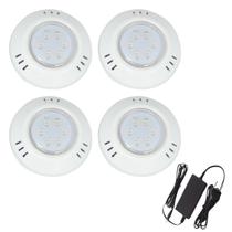 Kit 4 Hiper Led 9W Azul Abs Piscina E Fonte 3A Kit 4 Hiper Led 9W Azul Abs Piscina E Fonte 3A