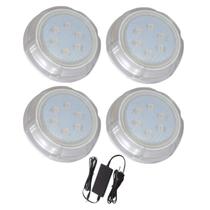 Kit 4 Hiper LED Piscina 9W Branco Policarbonato Alvenaria