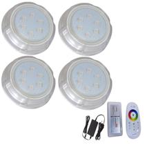 Kit 4 Hiper LED Piscina 9W RGB Policarbonato Alvenaria Kit 4 Hiper LED Piscina 9W RGB Policarbonato Alvenaria