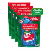 Kit 4 Hth Algicida de Choque Solução Água Verde Elimina Algas Para Piscinas Refil 900ml