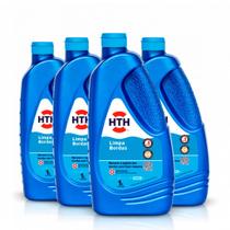 KIT 4 HTH Limpa Bordas Para Limpeza e Manutenção de Piscina 1 Litro