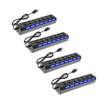 Kit 4 HUB Slim Moderno LED Switch 7 Portas USB 2.0 UH-257