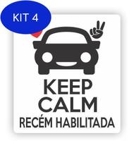 Kit 4 Ímã De Carro Keep Calm Recém Habilitada Aplique E Retire