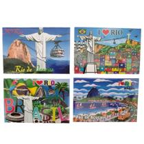Kit 4 Imã de Geladeira Paisagens Turísticas Cidade Rio de Janeiro Kit 4 Imã de Geladeira Paisagens Turísticas Cidade Rio de Janeiro