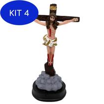 Kit 4 Imagem Jesus Cristo De Mesa Em Resina 14 Cm
