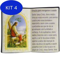 Kit 4 Imagem Oração Recuperar Saúde Formato Livro Com Porta Caneta
