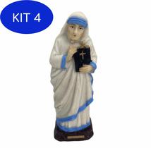 Kit 4 Imagem Santa Madre Teresa De Calcutá Em Resina 15 Cm
