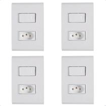Kit 4 Interruptor + Tomada 10a Branco Embutir Liz Tramontina