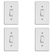 Kit 4 Interruptores Paralelos 4x2 Placa Pratika 6A 250V Elétrica Obra Luz Residencial Instalação