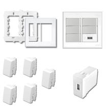 Kit 4 Interruptores Simples +1 Paralelo +1 Tomada Usb -fame
