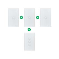 Kit 4 Interruptores Touch Inteligentes de 1 e 3 Teclas Branco
