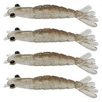 kit 4 Iscas Camarão Artificial 8cm - Pesca Robalo Tucunare Corvina