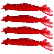 kit 4 Iscas Camarão Artificial 8cm - Pesca Robalo Tucunare Corvina