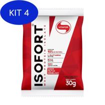 Kit 4 Isofort Whey Protein Isolado Frutas Vermelhas Vitafor 30G