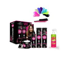 Kit 4 Itens Liso Obrigatório Spray Pós Química Escova Magica
