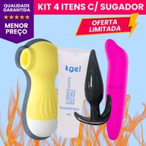 KIT 4 Itens Sugador de Clítoris e Mamilos Recarregável 10 Velocidades de Vibrações - Estimulador clitoriano SEXSHOP