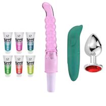 Kit 4 Itens Vibrador Feminino Golfinho Lubrificante Plug