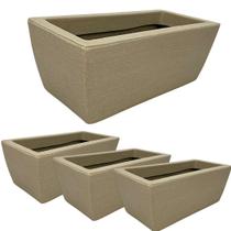 Kit 4 Jardineira Luxo Floreira de chão Horta em casa Polietileno modelo jateado