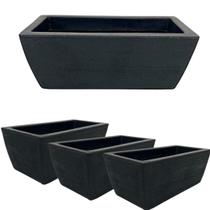 Kit 4 Jardineira Luxo Floreira de chão Horta em casa Polietileno modelo jateado