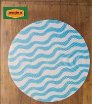 Kit 4 Jogo Americano Redondo Sousplat Plástico 38 Cm Branco Ondulado Azul Turquesa Trançado