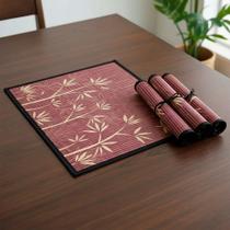 Kit 4 Jogo de Mesa Americano Mimo Style Bambu Retangular Marrom Floral