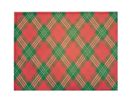 Kit 4 Jogos Americanos Xadrez Vermelho Verde Natal 43cmx34cm