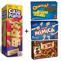 Kit 4 Jogos Caiu Perdeu + Mimica + Forca + Quem É Presente Criativo - Pais & Filhos