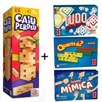 Kit 4 Jogos Caiu Perdeu + Mimica + Ludo + Quem É Presente Criativo