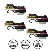 Kit 4 Jogos De Cinta Catraca Simples 3,6 Mt Para Amarração Cód. 1879