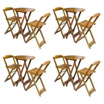 Kit 4 Jogos de Mesa Bistrô de Madeira com 2 Cadeiras Dobravel Ideal para Bar e Restaurante Mel