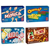 Kit 4 Jogos De Tabuleiro Mímica + Quem é + Forca + Ludo Estratégia Raciocínio - Coluna