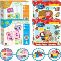 Kit 4 Jogos Educativos Alfabeto Números Príncipe 3 Porquinhos