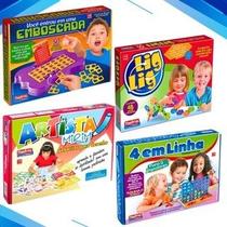 Kit 4 Jogos Lig Lig Emboscada 4 em Linha Artista Mirim Infantil Pedagógicos Didáticos