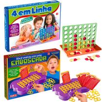 Kit 4 Jogos Lig Lig Emboscada 4 em Linha Artista Mirim Infantil Pedagógicos Didáticos