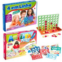 Kit 4 Jogos Lig Lig Emboscada 4 em Linha Artista Mirim Infantil Pedagógicos Didáticos