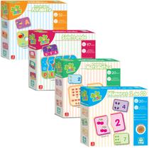 Kit 4 Jogos Madeira Alfabeto Matemática Números Soletrando