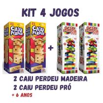kit 4 jogos pedagogicos 2 caiu perdeu madeira 2 caiu perdeu pro pais e filhos nova ediçao infantil