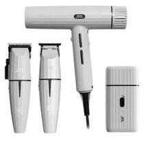 Kit 4 Jrl Corte Acabamento Shaver Ghost Branco Secador 110v Máquina De Cortar Cabelo e Barba