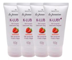 Kit 4 K-LUBY Gel Corporal Umectante Beijável Morango - Sua noite Especial ainda mais Especial