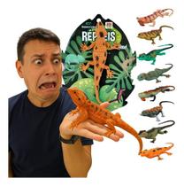 Kit 4 Lagartos De Brinquedo Répteis Realistas Assuste 21cm