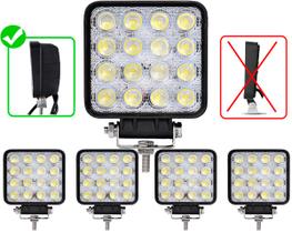 Kit 4 Lampada Automotiva Farol de Milha 16 Led 48w 12v 24v Branco Frio Moto Carro Caminhões Trilha Universal