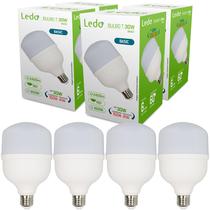 Kit 4 Lâmpada Bulbo T Led 30W E27 Alta Potência Branco Frio 6500K - Ledo