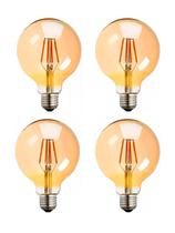 Kit 4 Lâmpada Filamento LED Globo G80 4W AMBAR 2200K BIVOLT