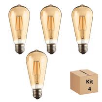 Kit 4 Lâmpada Filamento Led ST64 4w 2700k Branco Neutro