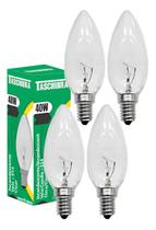 Kit 4 Lâmpada Incandescente Taschibra Vela 40w 2700k E14 127v