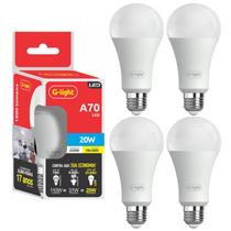 Kit 4 Lampada Led A70 20W E27 6500K Luz Branca Autovolt Alta