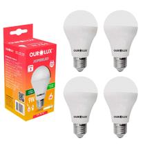 Kit 4 Lâmpada Led Bulbo 9w Branco Frio (6500k) - Ourolux Kit 4 Lâmpada Led Bulbo 9w Branco Frio (6500k) - Ourolux