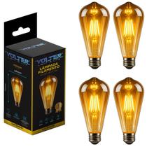 Kit 4 Lâmpada Led Filamento Retro St64 4w E27 2200k 360lm Kit 4 Lâmpada Led Filamento Retro St64 4w E27 2200k 360lm