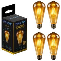 Kit 4 Lâmpada Led Filamento Retro St64 Volter 4w E27 2200k Kit 4 Lâmpada Led Filamento Retro St64 Volter 4w E27 2200k