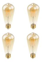 Kit 4 Lampada Led Filamento St64 Retro Ambar 4W Vintage